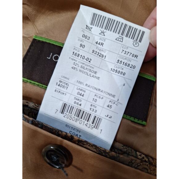 Abboud Beige Neutral Plaid 3 Button Wool Slik Plaid Sport Jacket Blazer Men 44R - Picture 13 of 13